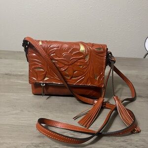 Patricia Nash Corfu Cinnamon Small Leather Crossbody Bag